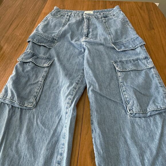 Frame Jeans Size 30 Relaxed Cargo Mid Waist Straight Leg Medium Light Wash - Picture 5 of 12
